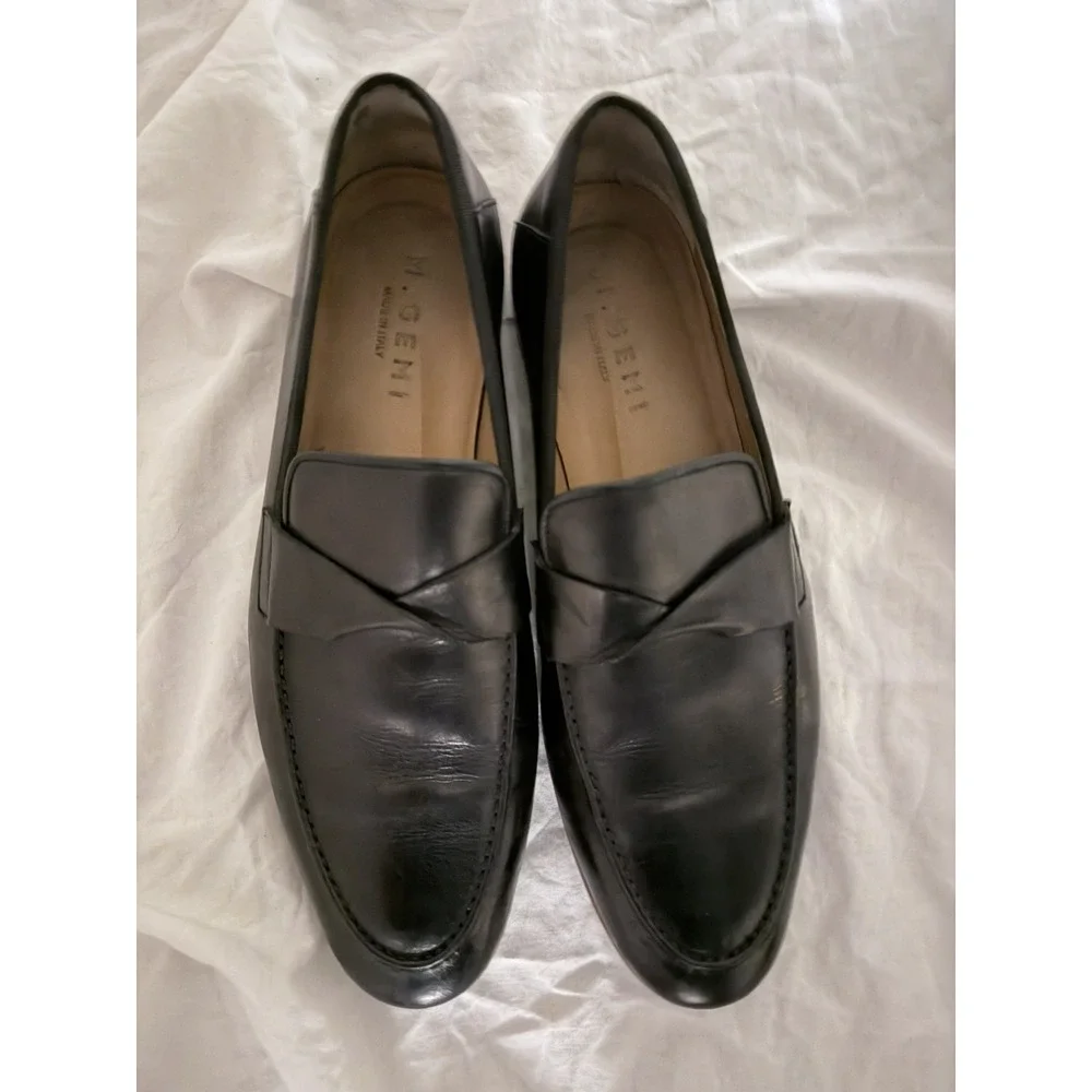 M.GEMI Men's Black Leather Loafers - EU 41 (US 8)